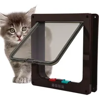 TKOOFN Pet Mate 4-Wege Verschluss Katzentür Katzenklappe Haustier Tür Freilauftür (Braun, S)