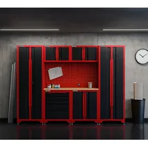feistos Werkstatteinrichtung Novo 2 Metall Werkstattschrank schwarz | rot 45,7x264x198cm
