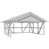 SKANHOLZ Skan Holz Carport Schwarzwald m. Dachlattung u. Rückwand 684 x 600 cm Weiß