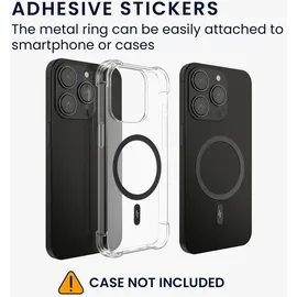 kwmobile iPhone 15/14/13/12 Galaxy S23/S22/S21 Pixel 6/7/8 Magnetring Aufkleber schwarz