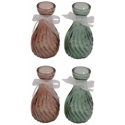 GlasArt Dekovase 4er Set Blumenvase Flaschenvase Rosenvase Hochzeit Tischdeko 11cm