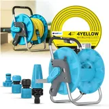 CELLFAST 4YELLOW Schlauchtrommel 1/2" 30m mit Gartenbrause & Kupplung Anschluss Set | Gartenschlauch Trommel Schlauchaufroller 1/2 Zoll | Schlauchwagen mit Schlauch Flexible Anti-Verdrehung