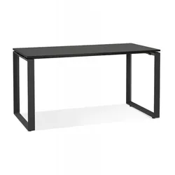 KADIMA DESIGN Schreibtisch aus Holz und Metall | Gerader Designer Bürotisch mit moderner Eleganz | Schwarzer Arbeitstisch für inspirierende Arbeitsumgebung | Kadima