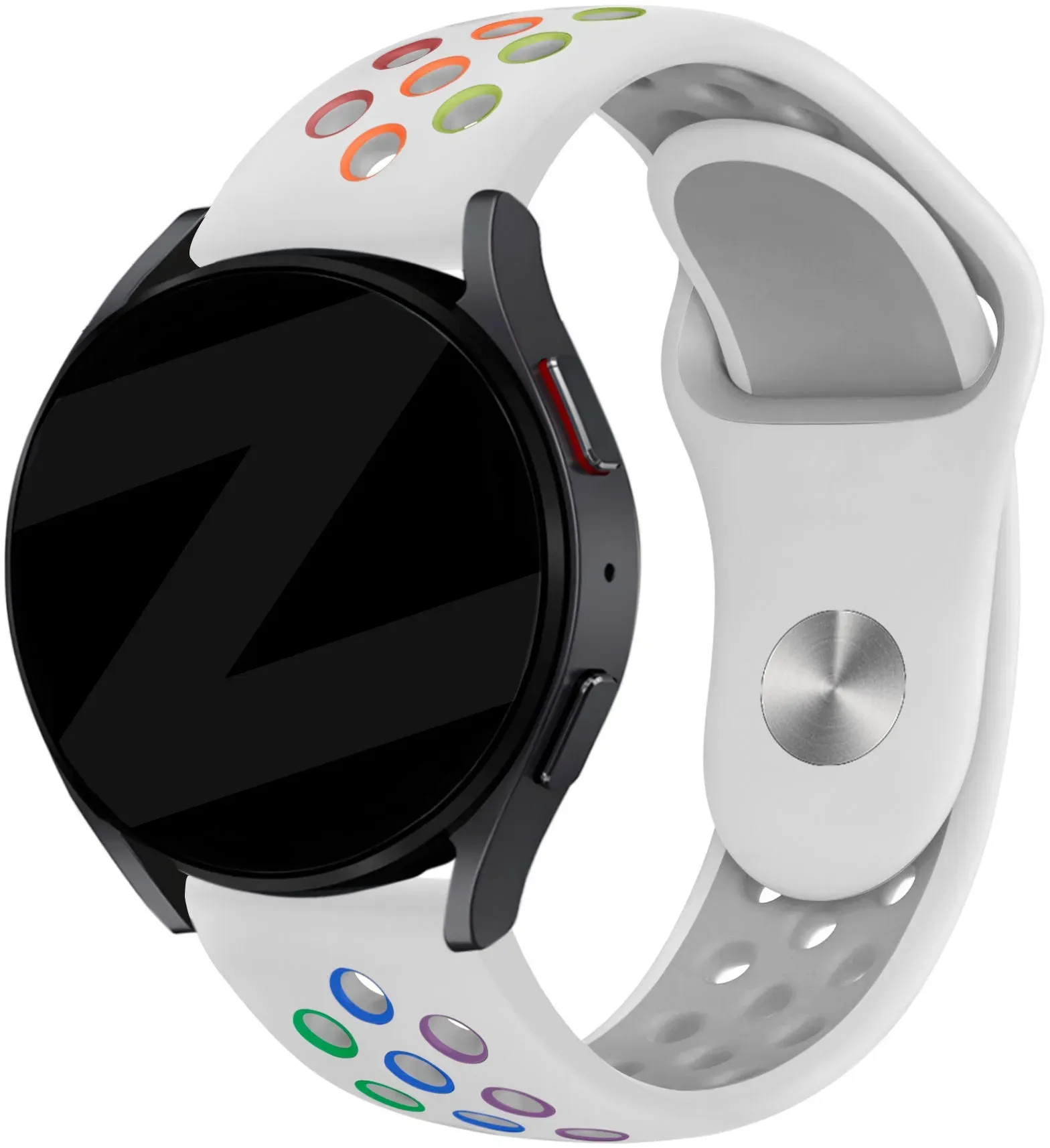 Bandz Amazfit Cheetah 2 Pro Armband Silikon 'Deluxe' für Amazfit Cheetah 2 Pro - Weiß/bunt - Druckknopf Verschluss