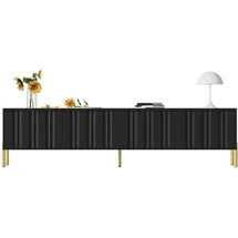 stilvora TV Lowboard 190x48x38 cm Schwarz/Gold MDF/Metall/Spanplatte