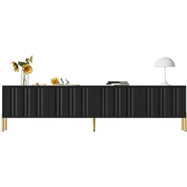 stilvora TV Lowboard 190x48x38 cm Schwarz/Gold MDF/Metall/Spanplatte