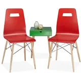Relaxdays Design Stuhl 2-er Set ARVID, Holz, Esszimmer-Stuhl, modern, HxBxT: 92 x 43 x 40 cm, Retro, rot