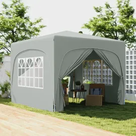 Outsunny Faltpavillon 3 x 3 m inkl. 4 Seitenteile Hellgrau