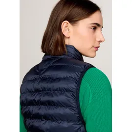 Tommy Hilfiger Damen Weste Padded Global Stripe Vest mit Kapuze, Blau (Desert Sky), XXL - XXL