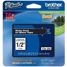 Brother TZe-335 laminiert weiß auf schwarz 1,2cm x 8m