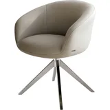 DeLife Vinka-Flex mit Armlehnen Kreuzgestell breit Edelstahl 360° drehbar Taschenfederkern - Beige, Braun