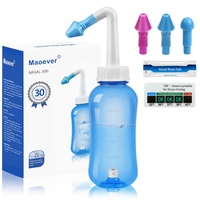 Nasendusche Set, Nasenspülkanne zur Nasenreinigung und Nasenspülung,BPA-frei, 300 ml, mit 30 Nasenwasch-Salzpaketen und Aufkleberthermometer