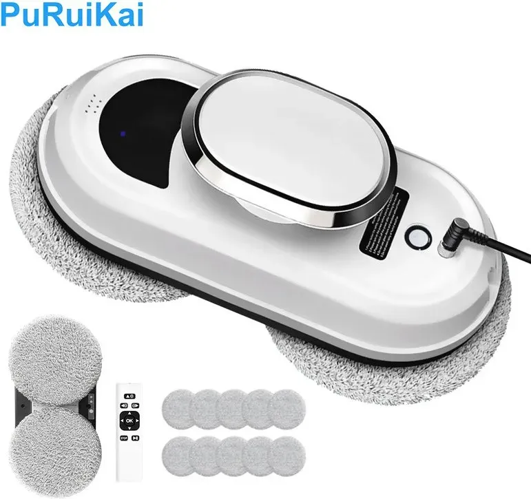 PuRuiKai Fensterreinigungsroboter Intelligenter Glasreinigungsroboter mit starker Saugkraft, Fernbedienung für Fenster/Fliesen