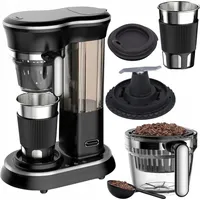 600W Kaffeemaschine Mit Mahlwerk + 450Ml Thermobecher, Stahlfilter - Schwarz
