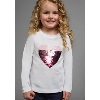 Kidsworld Langarmshirt "mit Paillettenherz zum Wenden", Mädchen, Gr. 128/134,