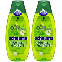 2x Schauma Shampoo GRÜNER APFEL + BRENNESSEL 400ml Natur Momente normales Haar