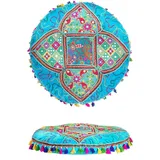 Marrakesch Orient & Mediterran Interior Bodenkissen Orientalische Bodenkissen Sitzkissen Dekoration Bahri Blau, Handarbeit blau
