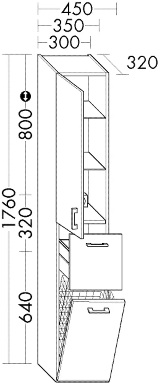 Burgbad Hochschr.Sys30 PG4 Sana 1760x300x320 Eiche Natur, HSKV030LF6331 HSKV030LF6331