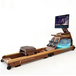 Sportstech Wasser-Rudergerät AquaElite dunkelbraun, 360° 21.5" Display, Wasserwiderstand, App kompatibel, klappbar, LED Beleuchtung
