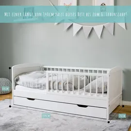 Kids Collective Kinderbett 70 x 140 cm Kiefer massiv weiß