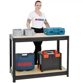 Proregal Werkbank Stahl 90 x 120 x 60 cm schwarz