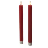 MARELIDA LED Stabkerzen Tafelkerzen Spitzkerzen rustikal 24,5cm rot 2St