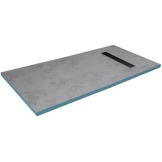Marwell Duschelement 90 x 4 cm direkt befliesbar mit integrierter Ablaufrinne und waagerechtem Ablauf - bodeneben und barrierefrei einbaubar - integriertes Gefälle