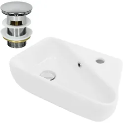 LuxeBath Keramik Waschbecken Handwaschbecken mit Ablaufgarnitur  450x270x130 mm