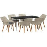 vidaXL Essgruppe Hellgrau Poly Rattan