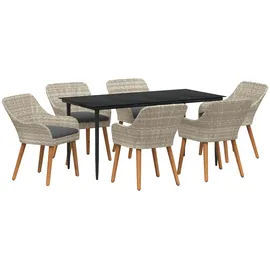 vidaXL Essgruppe Hellgrau Poly Rattan