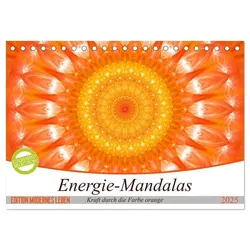 Energie - Mandalas in orange (Tischkalender 2025 DIN A5 quer), CALVENDO Monatskalender