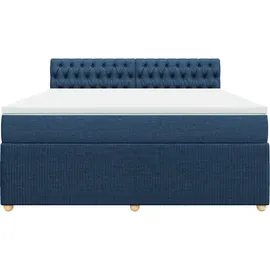 vidaXL Boxspringbett mit Matratze Blau 180x200 cm Stoff