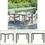 Gartentisch 90x90x75 cm Gehärtetes Glas Poly Rattan Grau - Gartentisch - Outdoor-Tisch - Polyrattan Tisch - Gartenmöbel - Balkonmöbel - The Living