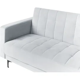 Beliani 4-Sitzer Ecksofa Links Hellgrau Samt Gesteppt L-förmig mit Schlaffunktion Schwarzen Metallbeinen Modern Glamourös Modulsofa Schlafsofa