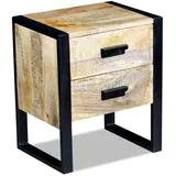 vidaXL Beistelltisch mit 2 Schubladen Mango Holz 43x33x51 cm