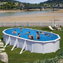 Gre Atlantis Oval-Stahlwandbecken-Set 915 x 470 x 132 cm inkl. Filterpumpe und Poolleiter