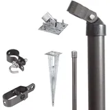 GAH Alberts Alberts Zauneck-Set | Einschlag- Bodenhülsen, | zinkphosphatiert anthrazit-metallic | Maschendrahtzaun | Zaunhöhe: 125 cm