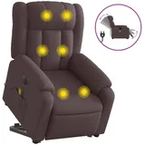 vidaXL Elektrischer Massagesessel mit Aufstehhilfe Dunkelbraun Stoff