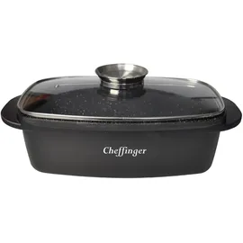 Cheffinger Auflaufform mit Deckel Induktion Pfanne Schmortopf Marmorbeschichtung Aluguss 32cm