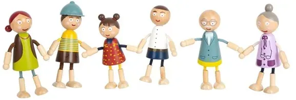 - Wooden Dollhouse Family Bendable 6pcs