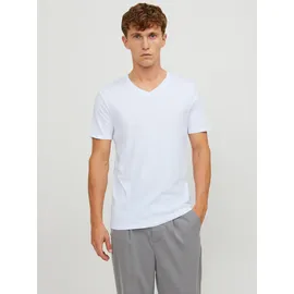 JACK & JONES Jack - Jones Herren T-Shirt im Pack JACBASIC V-NECK TEE, Kurzarm, einfarbig, Baumwolle Weiß M