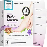 Grace & Stella Preisgekrönte Fußmaske, Hornhaut Socken mit Aloe Vera, Unparfümierte Fussmaske, Anti-Hornhaut Socken, Fußpeeling-Maske (4er-Pack)