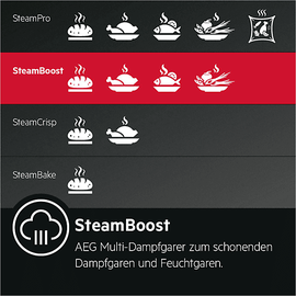 AEG BCO7881V3, Backofen (Einbaugerät, 70 l, 595 mm breit), Serie 8000 mit SteamBoost Multi-Dampfgarer (ohne Sous-vide-Garen), Dampfgarfunktion