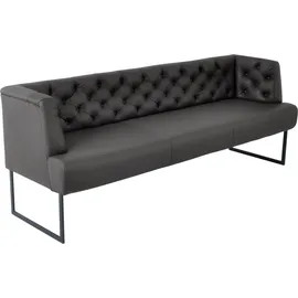 K+W Komfort & Wohnen Polsterbank K+W KOMFORT & WOHNEN "Creso", braun (schoko), B:222cm H:83cm T:67cm, Bronco: Nappaleder pigmentiert, Dickleder, 1, 3/1, 5mm, mit rustikal gekörnten Narbenbild, Sitzbänke, Polsterbank, im modernen Chesterfield-Look, mit schwarzen Kufenfüßen