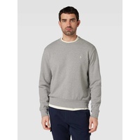 Sweatshirt in unifarbenem Design mit Label-Stitching, Hellgrau, M