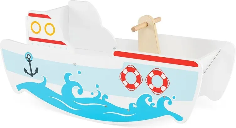 Holzschaukelboot, 40° Schaukelwinkel, maritimes Design, mit Rückenlehne, Schaukelstuhl-Design