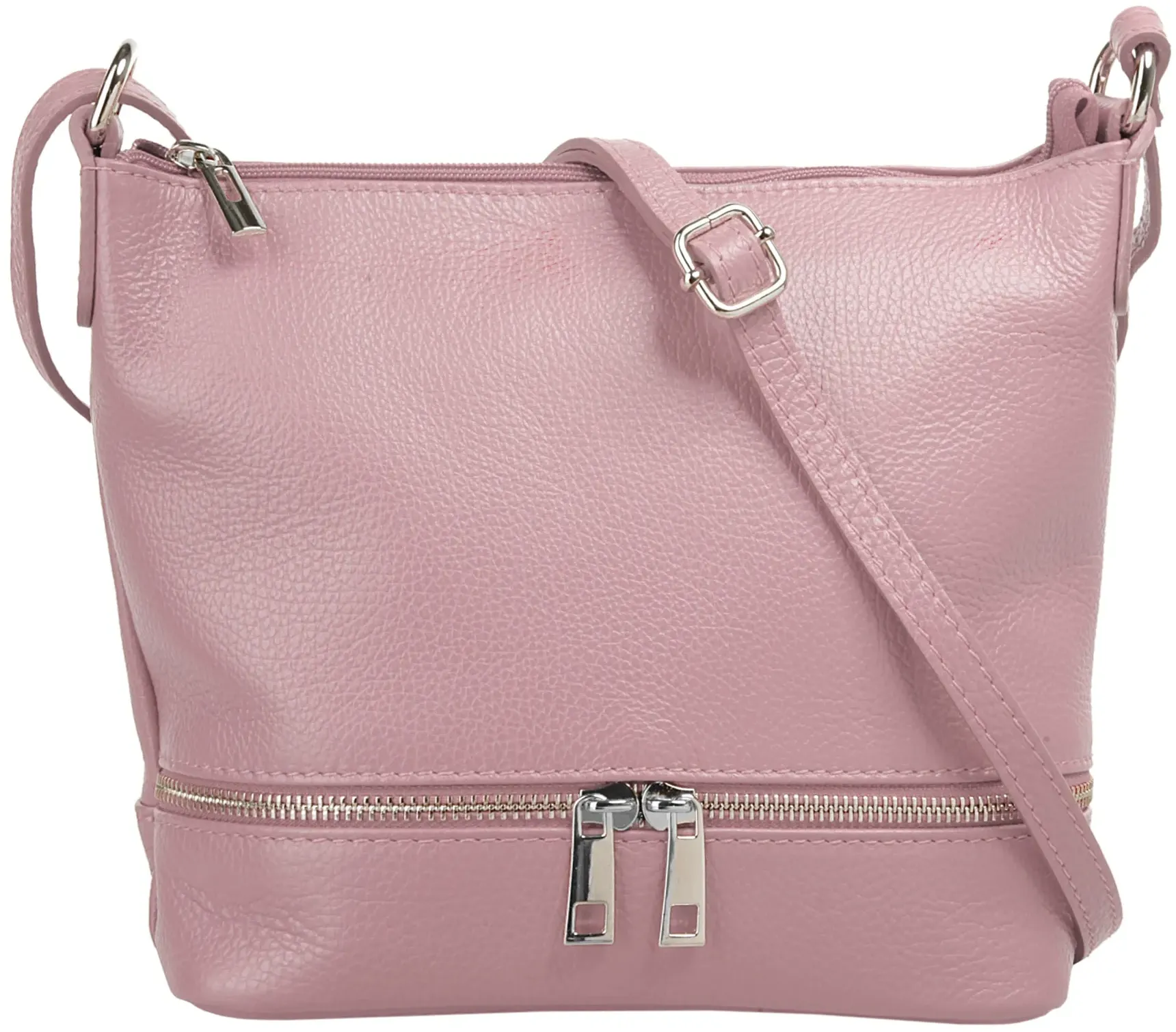 Umhängetasche CLUTY, Damen, Gr. B/H/T: 23cm x 20cm x 3cm onesize, lila (violett), Leder, unifarben, Taschen Umhängetasche, echt Leder, Made in Italy