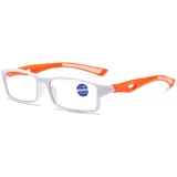 Lanomi Schmal Lesebrille mit Blaulichtfilter Herren Damen Rechteckig Sehhilfe Flexibel Anti Blaulicht Kunststoffe Brille mit Sehstärke Weiß Rahmen Orange Arm Brille 3.0 - M