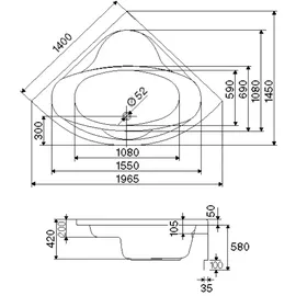Ottofond Siam Whirlpoolbadewanne 140 x 140 cm 65301