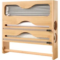 Relaxdays Wandrollenhalter 4 in 1, Küchenrolle, Frischhalte-, Alufolie, Gefrierbeutel,